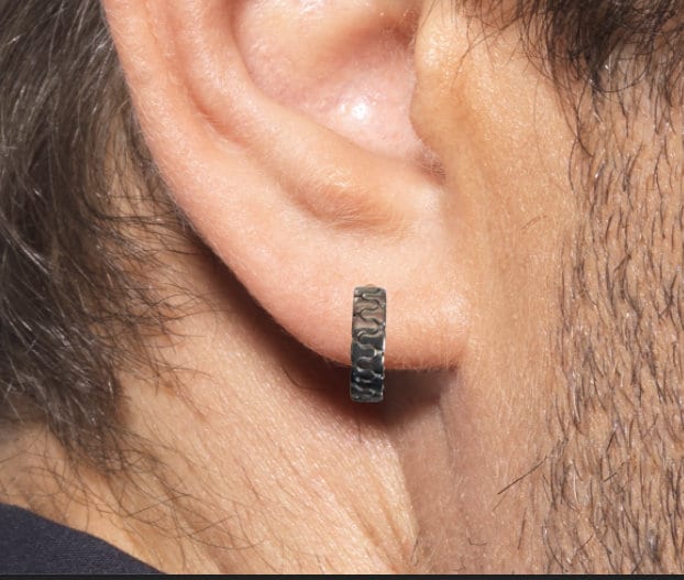 Mens Earrings - Black Earrings Male Minimalist Mens Earring, Black Earrings Mens Hoop Earrings, Hoops for Men zip hoop earrings, A217