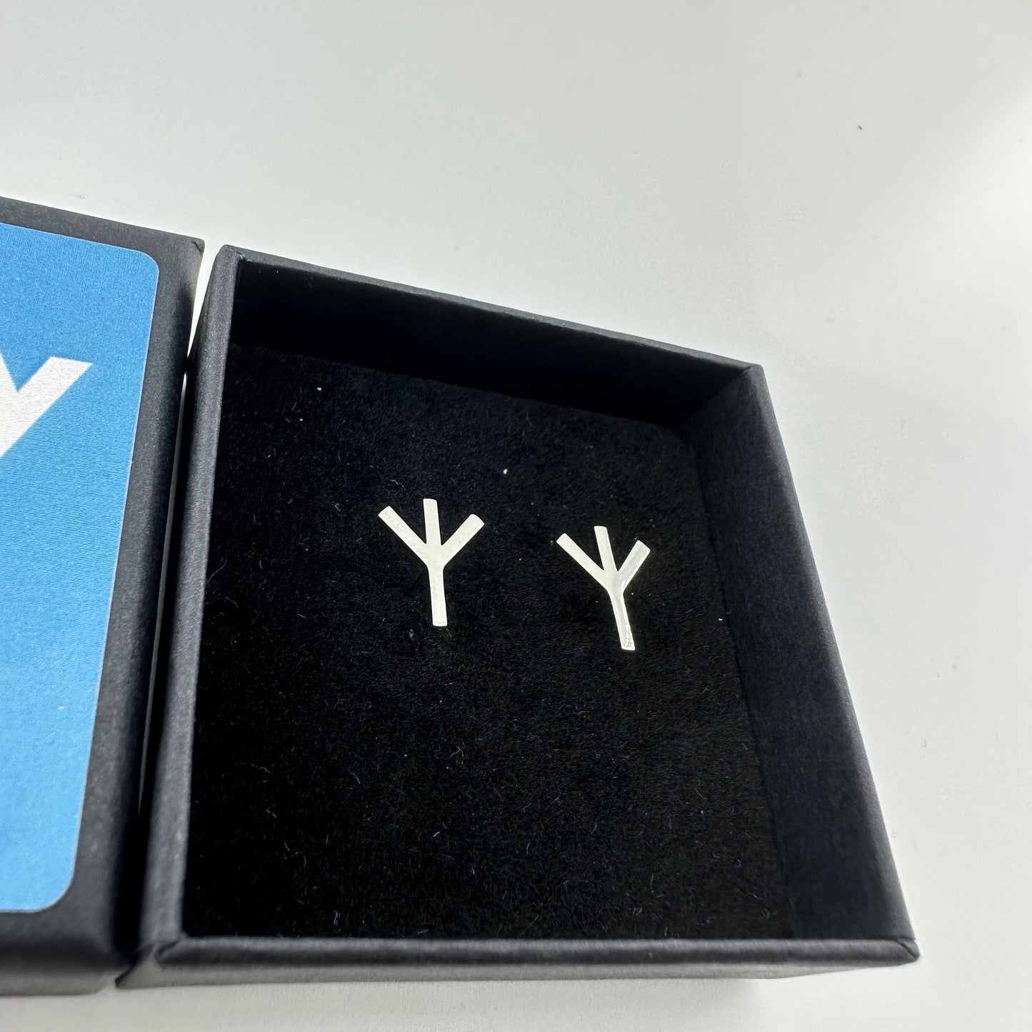Mens Earrings - Silver Stud Earrings, Men, Minimalist Male Earring, Rune, Defense, Protection, Mens Stud Earrings, Studs for Men, A255