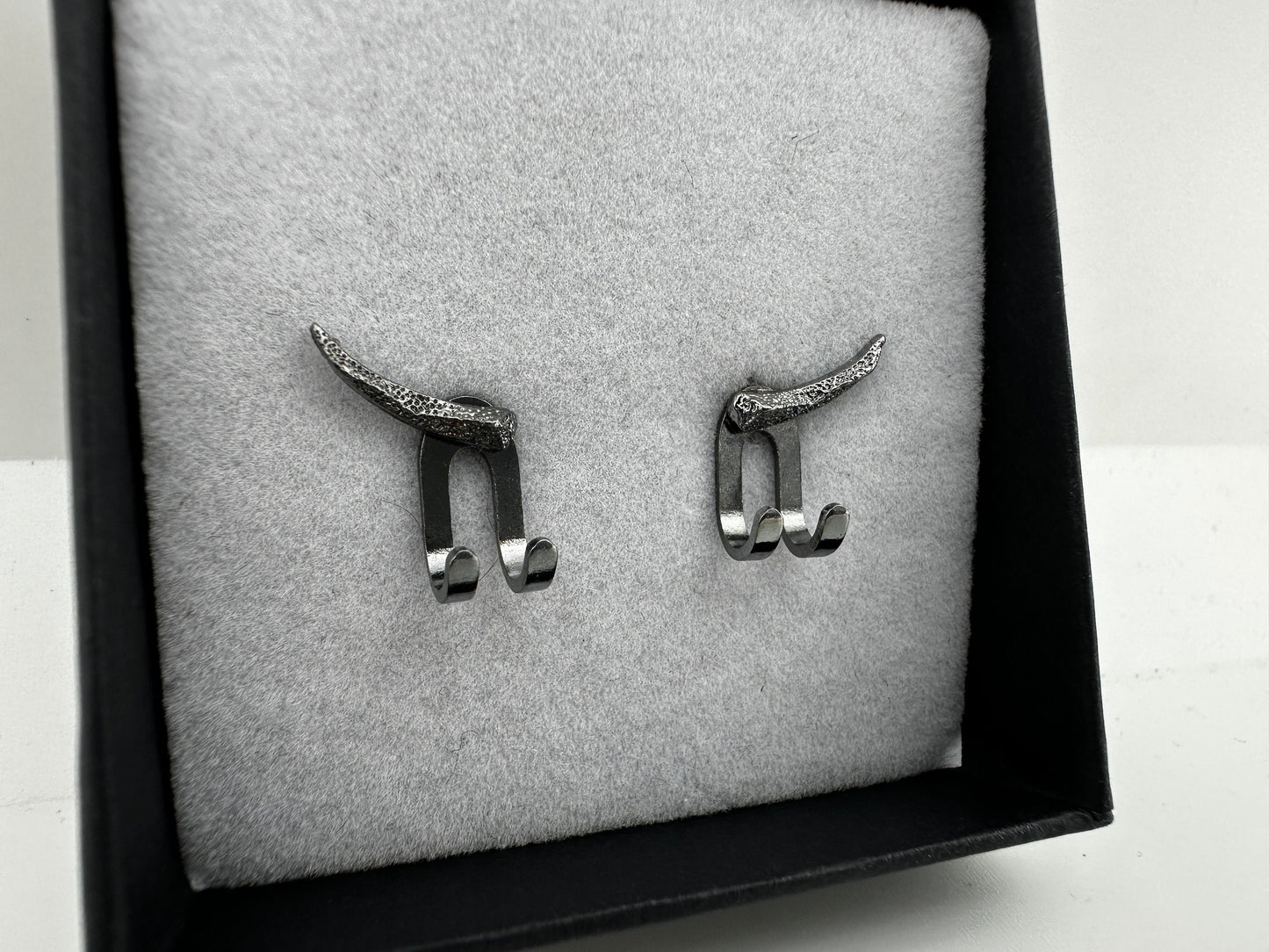 Mens Earrings - Grey Silver Stud Earrings, Men, Minimalist, Grey Silver Earring, Silver, Mens Stud Earrings, Studs for Men, tick, A229