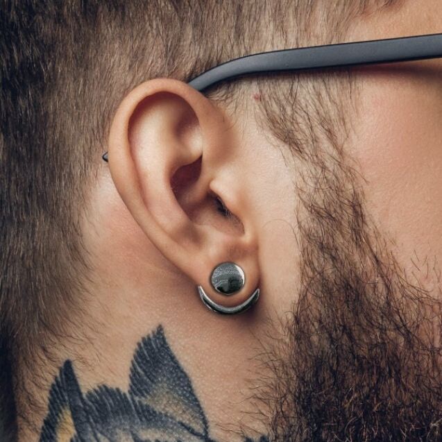 Mens Earrings - Silver wrap around Earrings, Men, Minimalist Male Earring, Silver, Mens stud, Man Earrings, for Men, edgy, A004