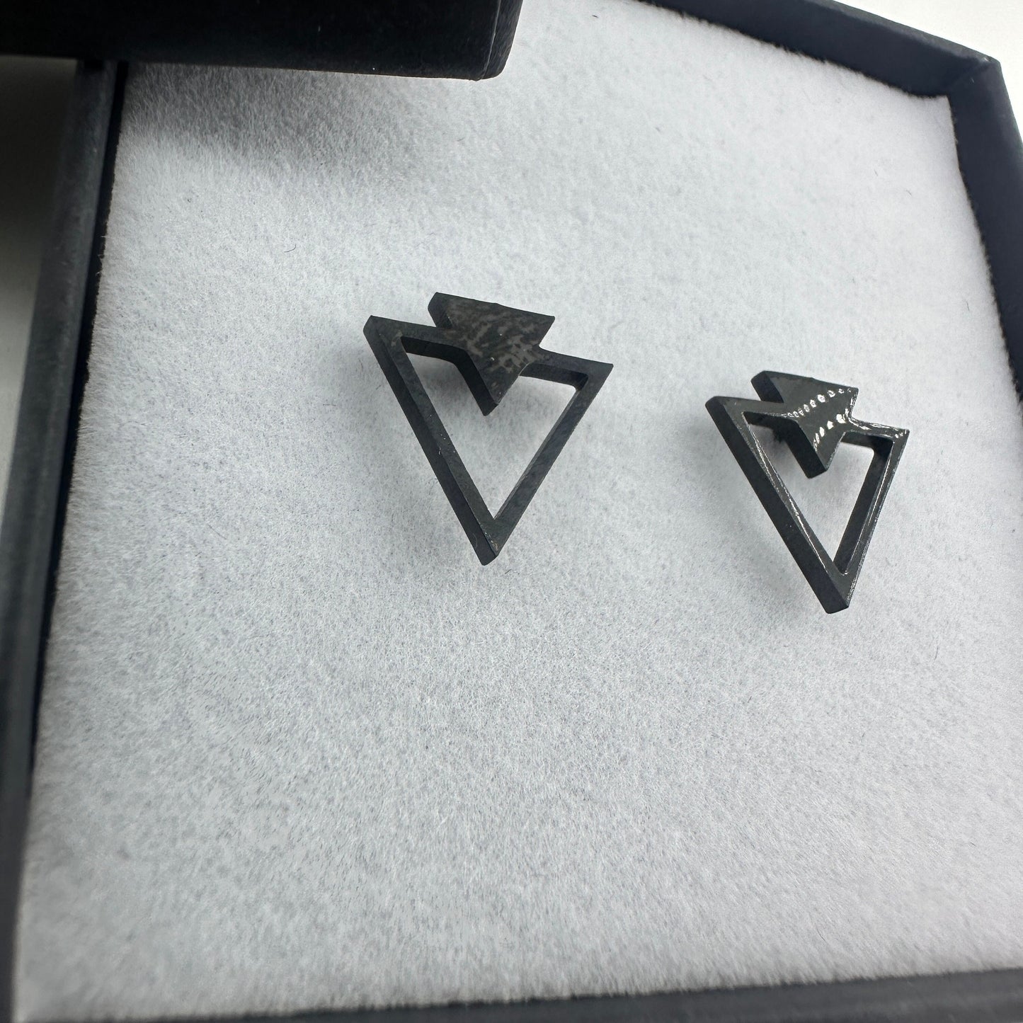 Black Manly Triangle Earrings, Mens Black Earrings - Black Edgy Earrings , Funky, Manly, Black, punk, Viking, Indy, rock, Unique gift, A007