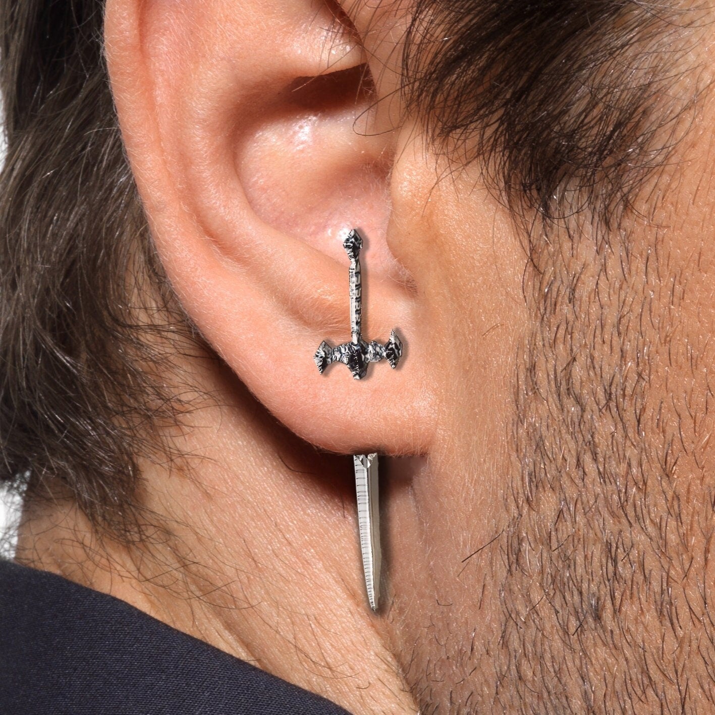 Gothic Sword Earrings Dagger Earrings Edgy Emo Dagger Earrings Set Swords Earrings huggie dagger sword studs | A272
