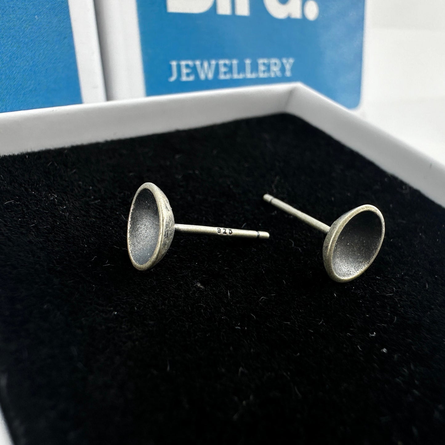Minimalist Earrings - Oxidised Silver Stud Earrings | Sterling Silver women’s Mens Stud Earrings, Concave Earring, Studs for Men, A357