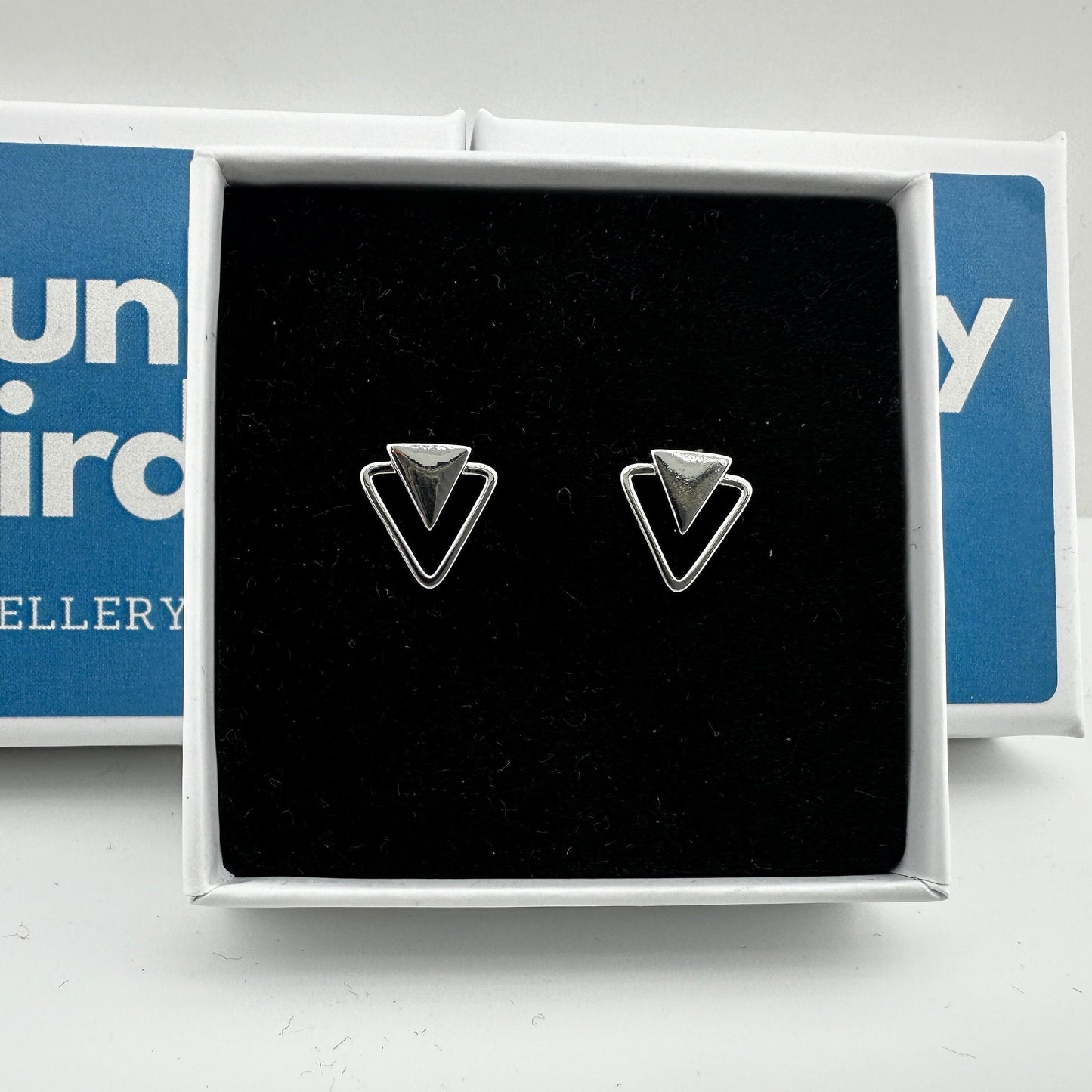 Funky Arrowhead Earrings, Silver, Elegant, Double Triangle, Arrow, Geometric, Minimalist Stud Earrings, Silver, Simple Jewellery, A023