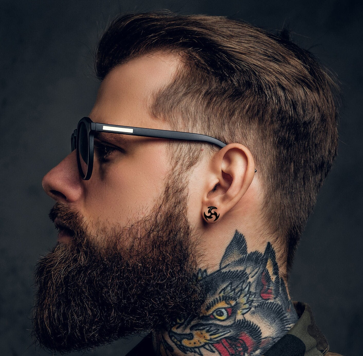 Mens Earrings - Black Earring, Men, Minimalist Male Earring, Silver, Mens Huggie Earrings, Earrings for Men, A022