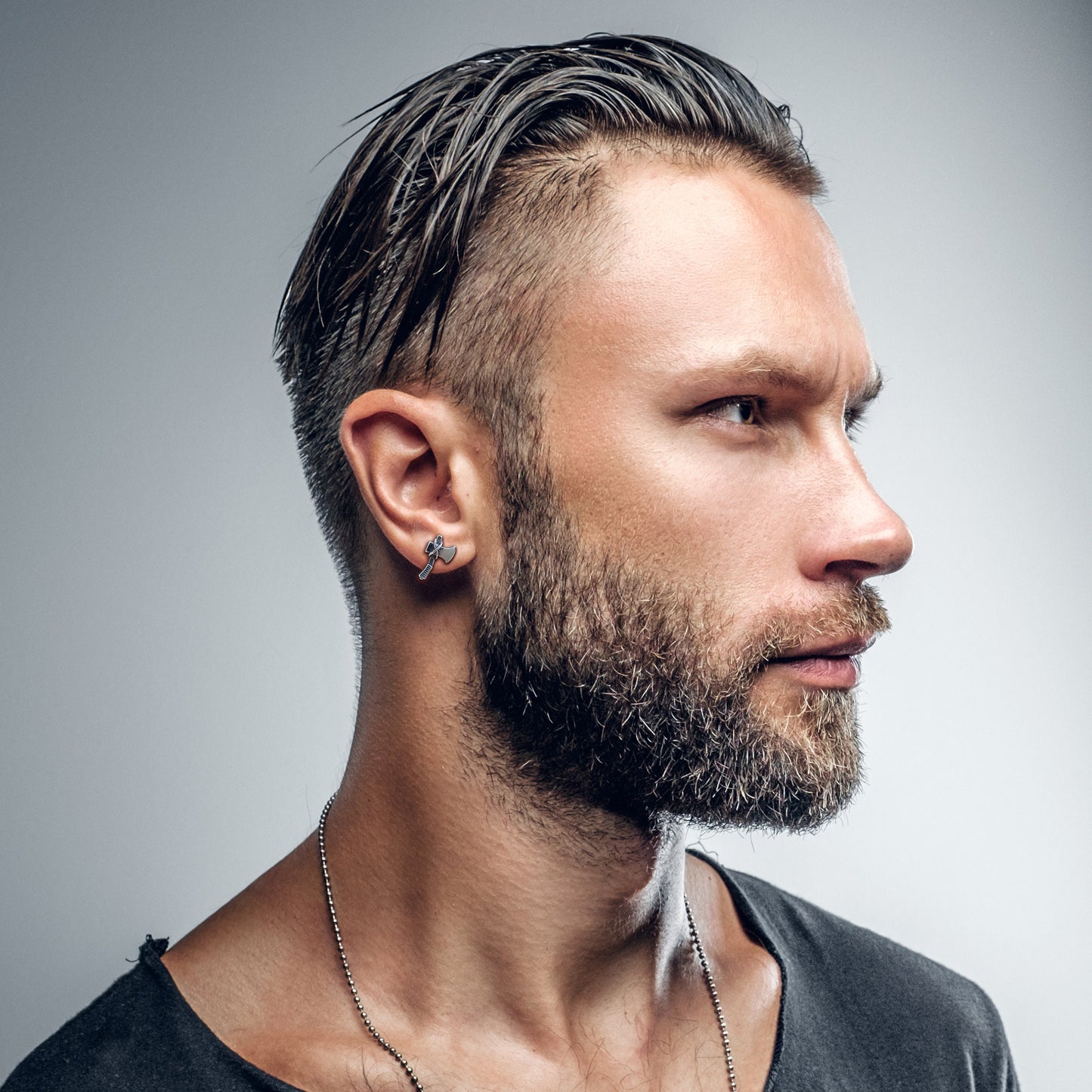 Nordic Axe stud earrings as edgy axe earrings that are perfect for edgy men seeking silver mens stud earrings with a Viking touch. A358