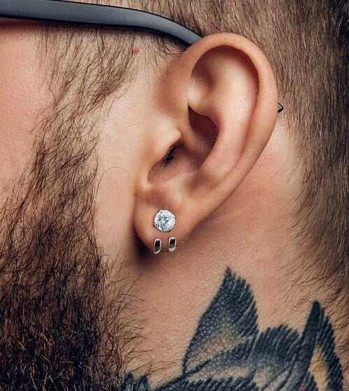 Mens Earrings - CZ Silver Stud Earrings, Men, Male Jewellery, Men Jewelry, Silver, Mens Stud Earrings, Studs for Men, Wrap earrings, A362