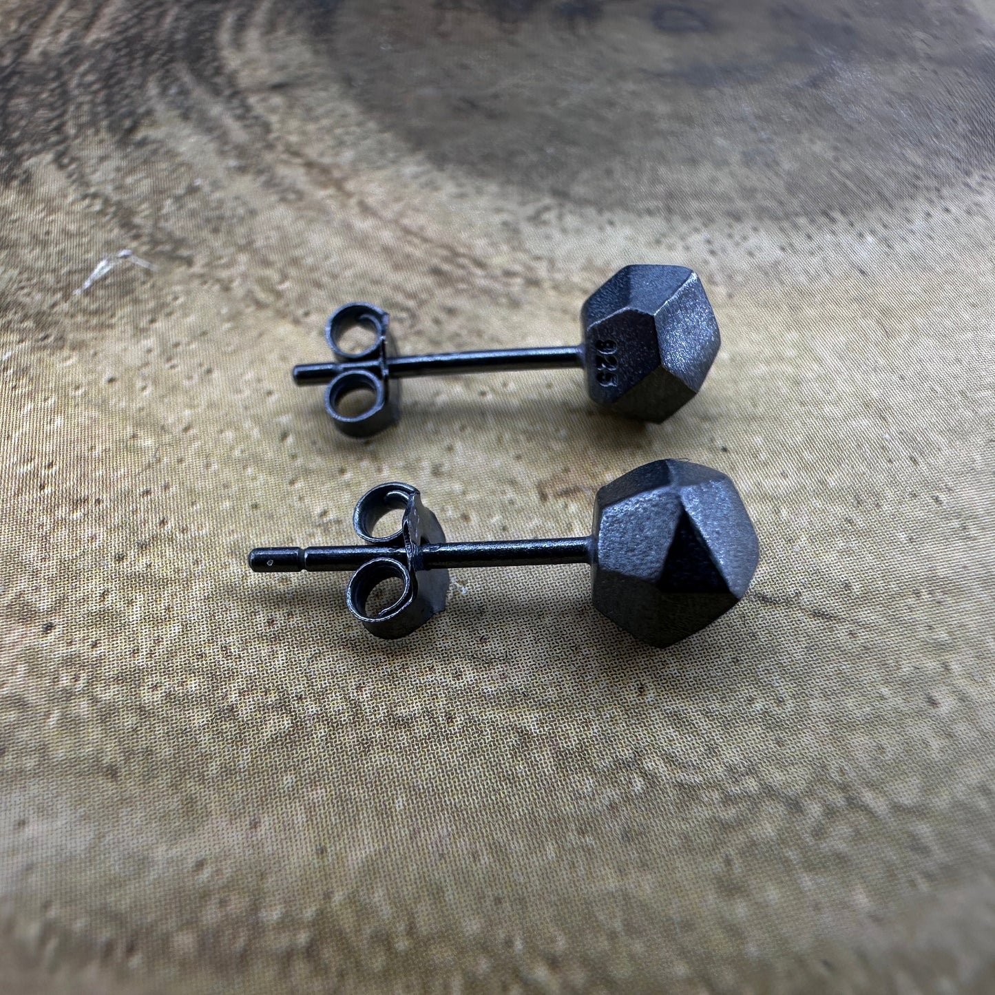 Mens Earrings - Gun Metal Grey, Oxidised Geometric Stud Earrings, Edgy Male Earring, Silver, Mens Stud Earrings, Studs for Men, A364