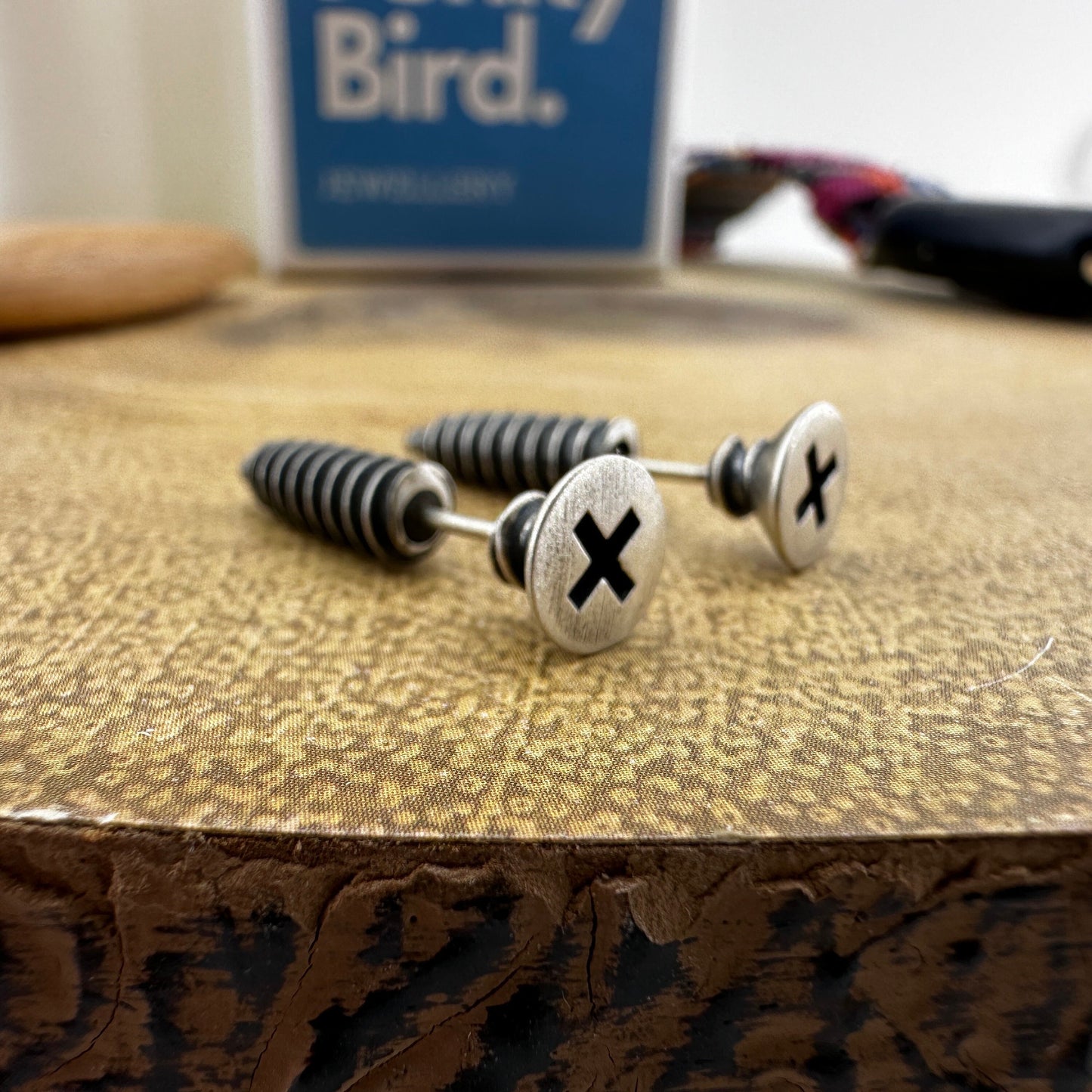 Screw Stud Earrings for Men Women Edgy Nail Stud Earrings Edgy Silver Womens Mens Stud Earrings with a rustic industrial personality,A363