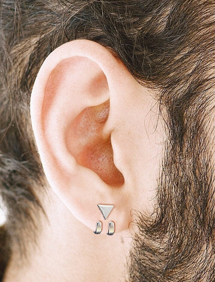 Mens Earrings - Silver Stud Earrings, Men, Gift for manly man, Male Earring, Edgy, Mens Stud Earrings, Studs for Men, everyday earring, A388