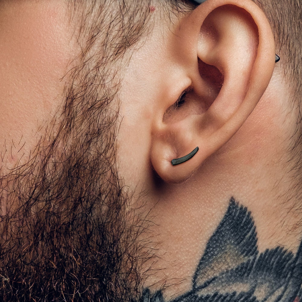 Mens Earrings - Tick only, Grey Stud Earrings, Male Jewellery, Gun Metal, tick, Men Stud Earrings, Studs for Men, tick, Mens Jewellery, A374