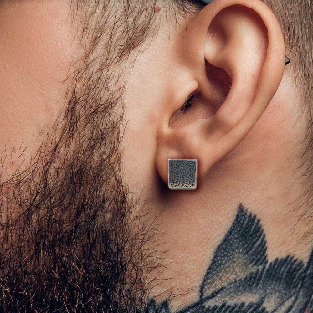 Mens Earrings - Square Hoop Earrings, Men, Edgy, Male Earring, Conch Earrings, Mens Hoop Earrings, Hoops for Men, Huggie, New Design, A375