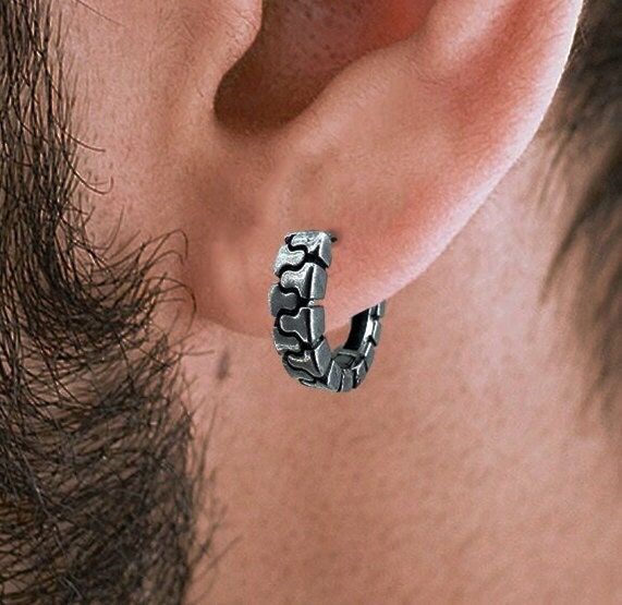 Minimalist Hoop Earrings Silver Mens Earrings, Male Hoop Earring for Mens Jewellery, Hoops for zip hoop earrings, A218