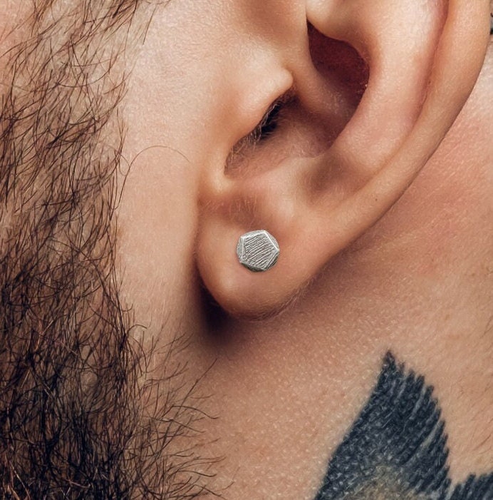 Gun Metal Grey, Stud Earrings, Mens earrings, Manly Male Earring, Sterling Silver, Studs for Men, edgy earrings, A400
