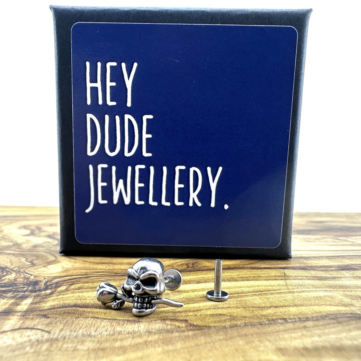 Flat back Earring Piercing Surgical Steel Skull Tragus Helix Cartilage Internally Threaded Earring with screw front men women earrings, A451