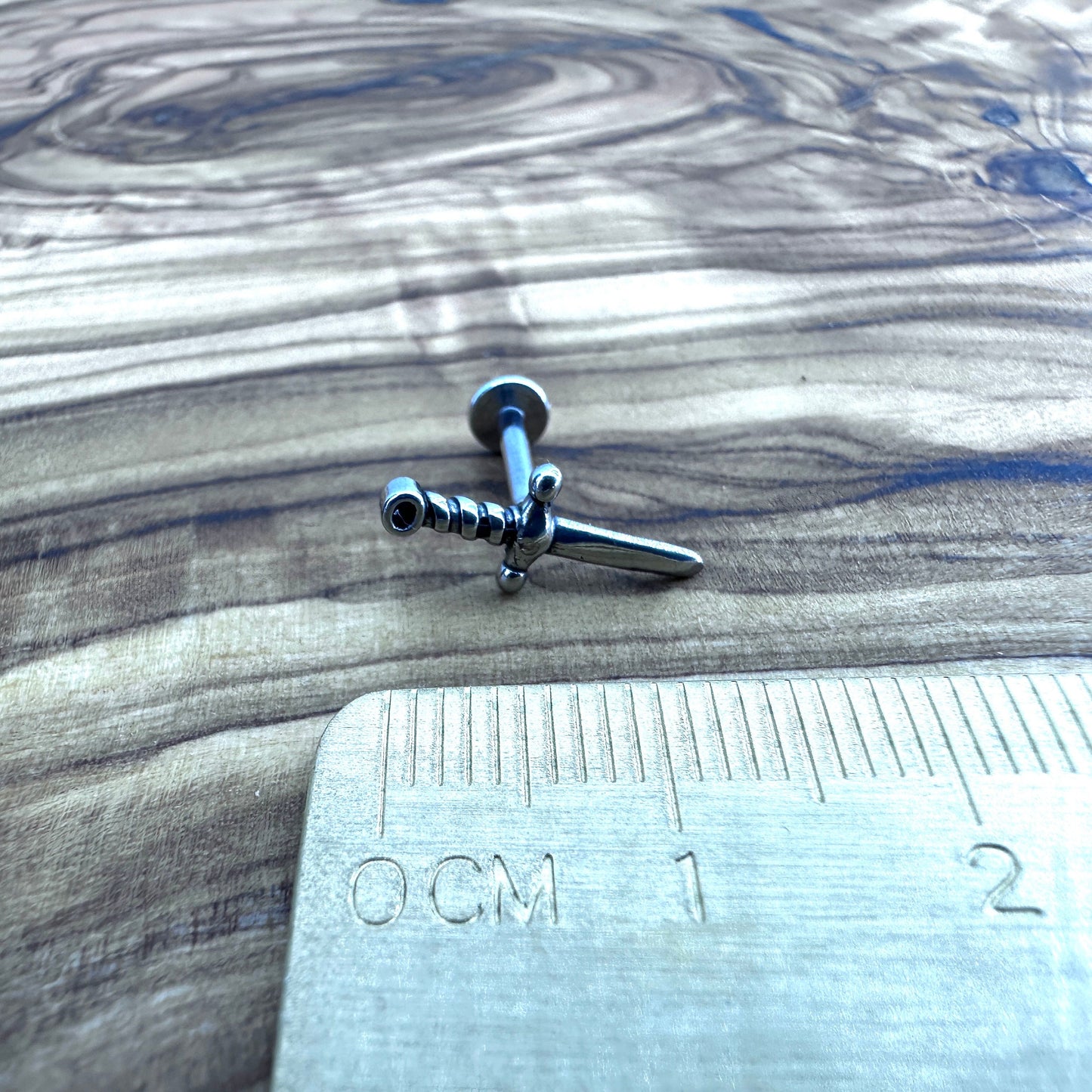 Flat back Dagger Piercing | Surgical Steel sword earring Tragus Helix Cartilage Internally Threaded Earring men women earrings, A467
