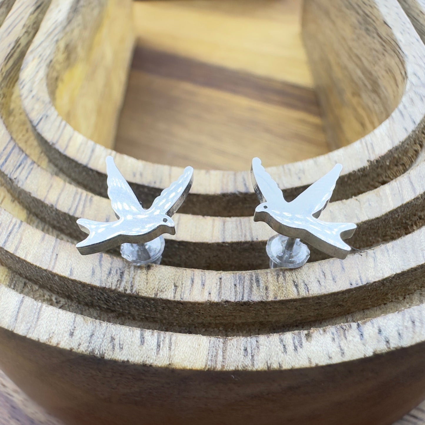 Everyday Silver Bird Earrings - dainty Birthday Silver Bird Earrings, Swift Bird Earrings gift for her nature lover everyday wear, A077