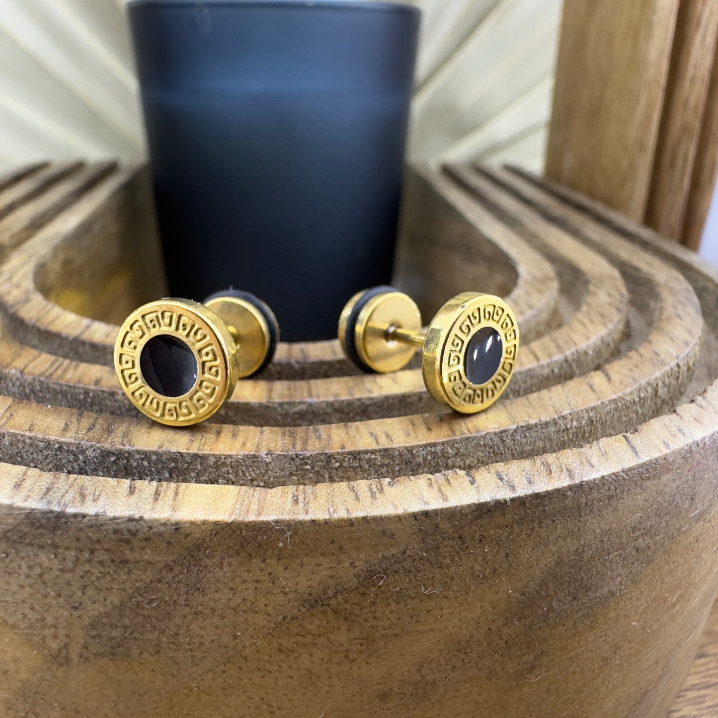 Flat back Gold Earrings - Gold Stud Earrings, Men, Flat back Earrings, Chunky Stud Gold Minimalist Male Earring, flatbacked Earrings, A307