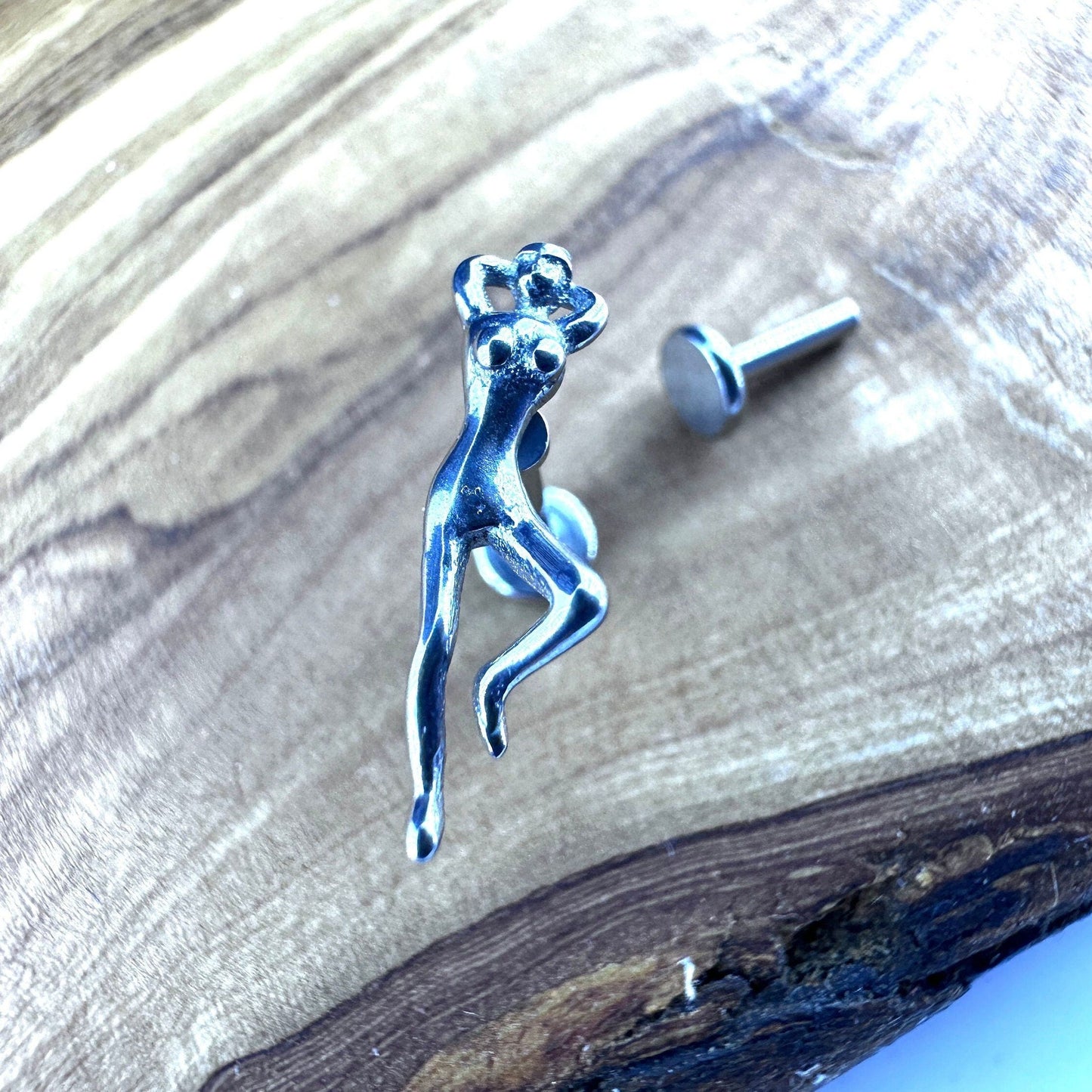 Flatback Earring Piercing | Naked Women Lady | Art | Surgical Steel Tragus Helix Cartilage Threaded Earring front men women earrings, A457