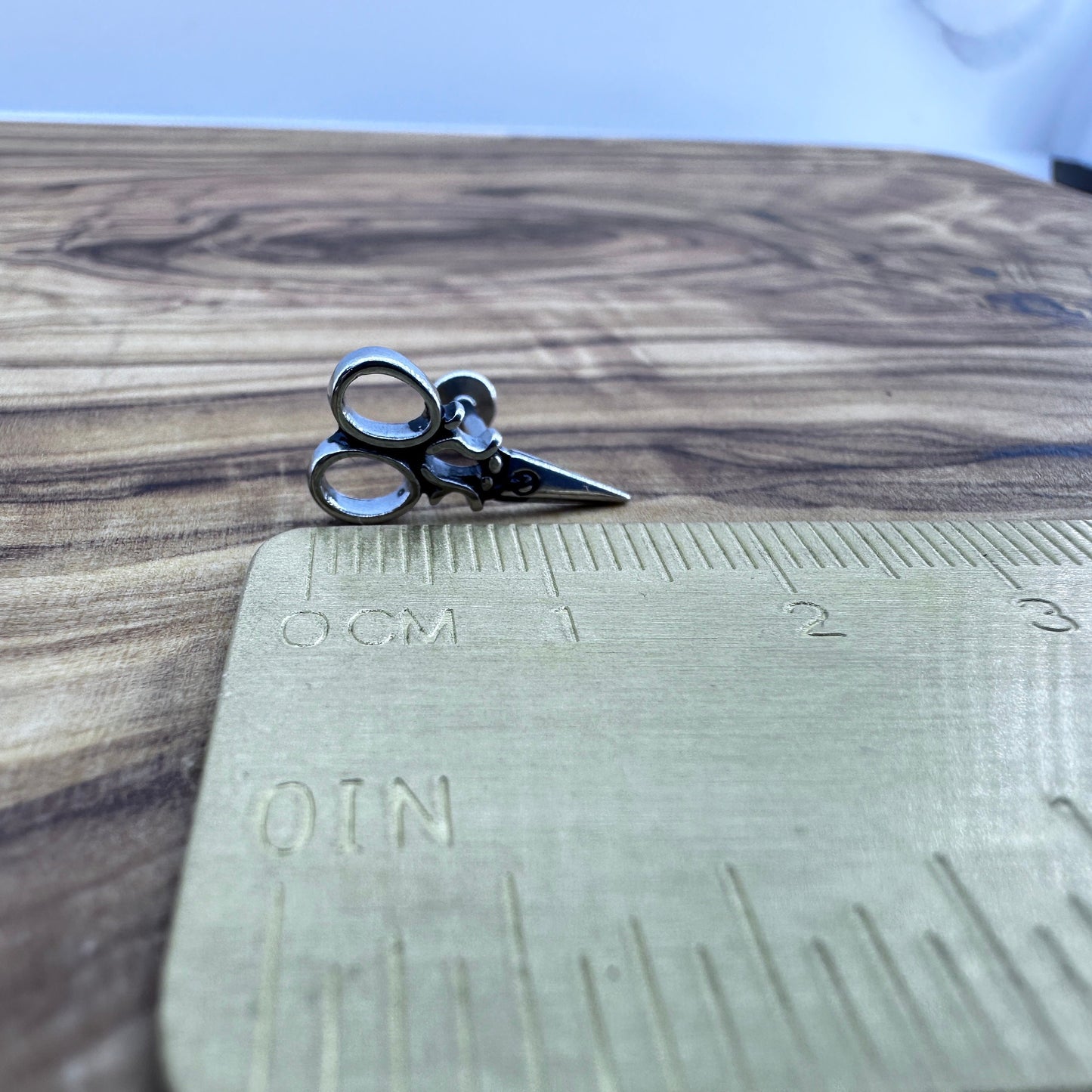 Tragus Flat back Earring Piercing | Surgical Steel Helix Cartilage Scissors Threaded Earring with screw back men women earrings, A469
