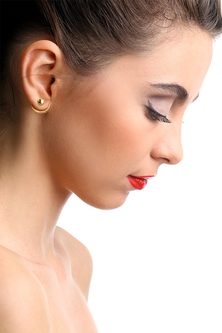 Womens Earrings - Gold wrap around Earrings, Womens Gold Minimalist Earrings, Womens Earrings, for edgy women, A350