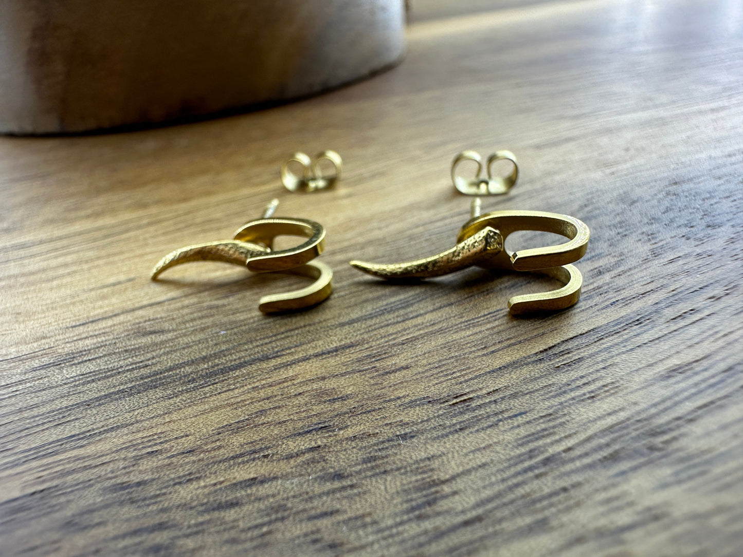 Womens Earrings - Gold Stud Earrings, Minimalist Womens Earrings, 18k Gold Ladies Stud Earrings, Studs for Women, tick earrings, A482