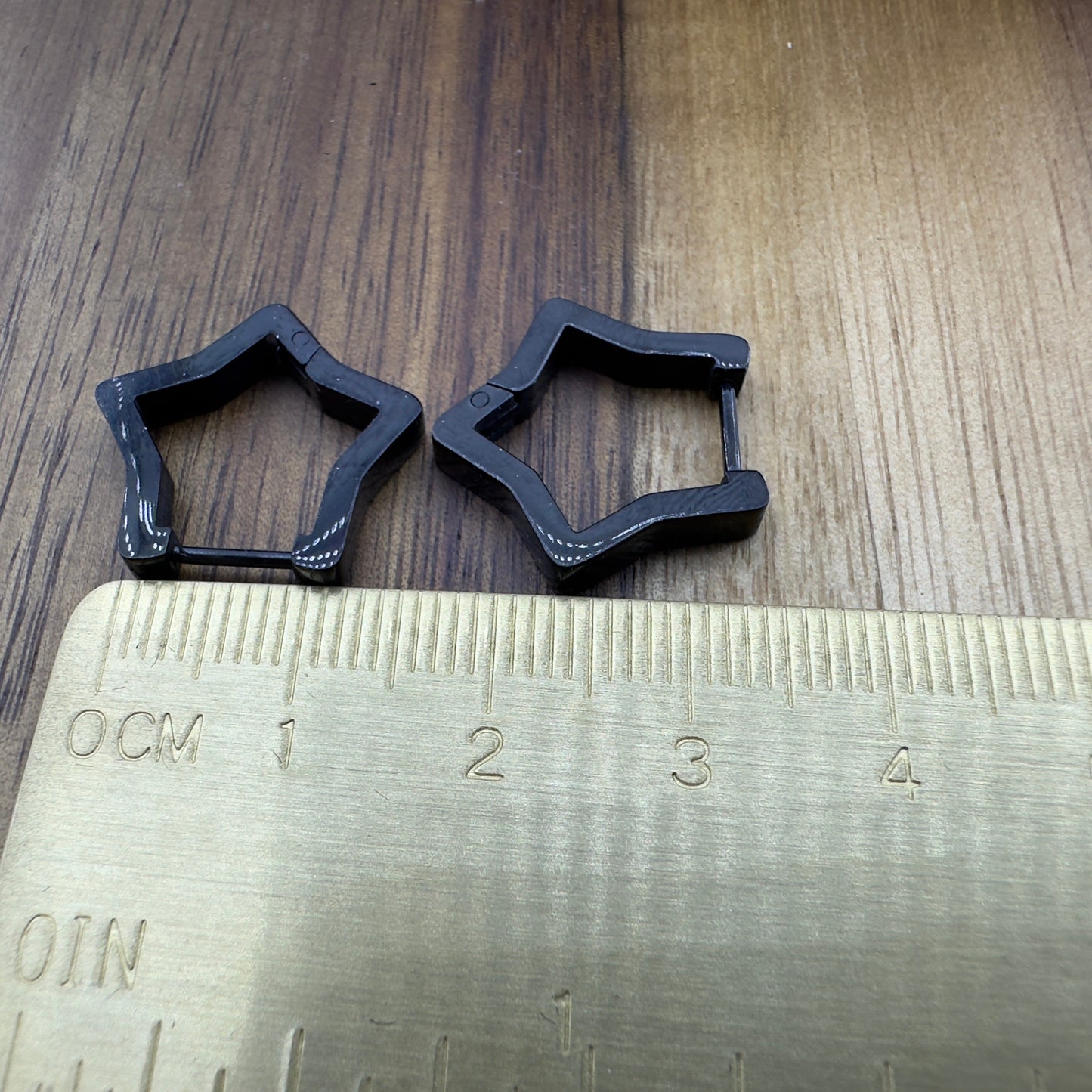 Black Star Hoops - Black Huggie Earring, Minimalist Women Earring, Chunky Star Black Hoops, Womens Earrings, Minimalist Earrings, A413