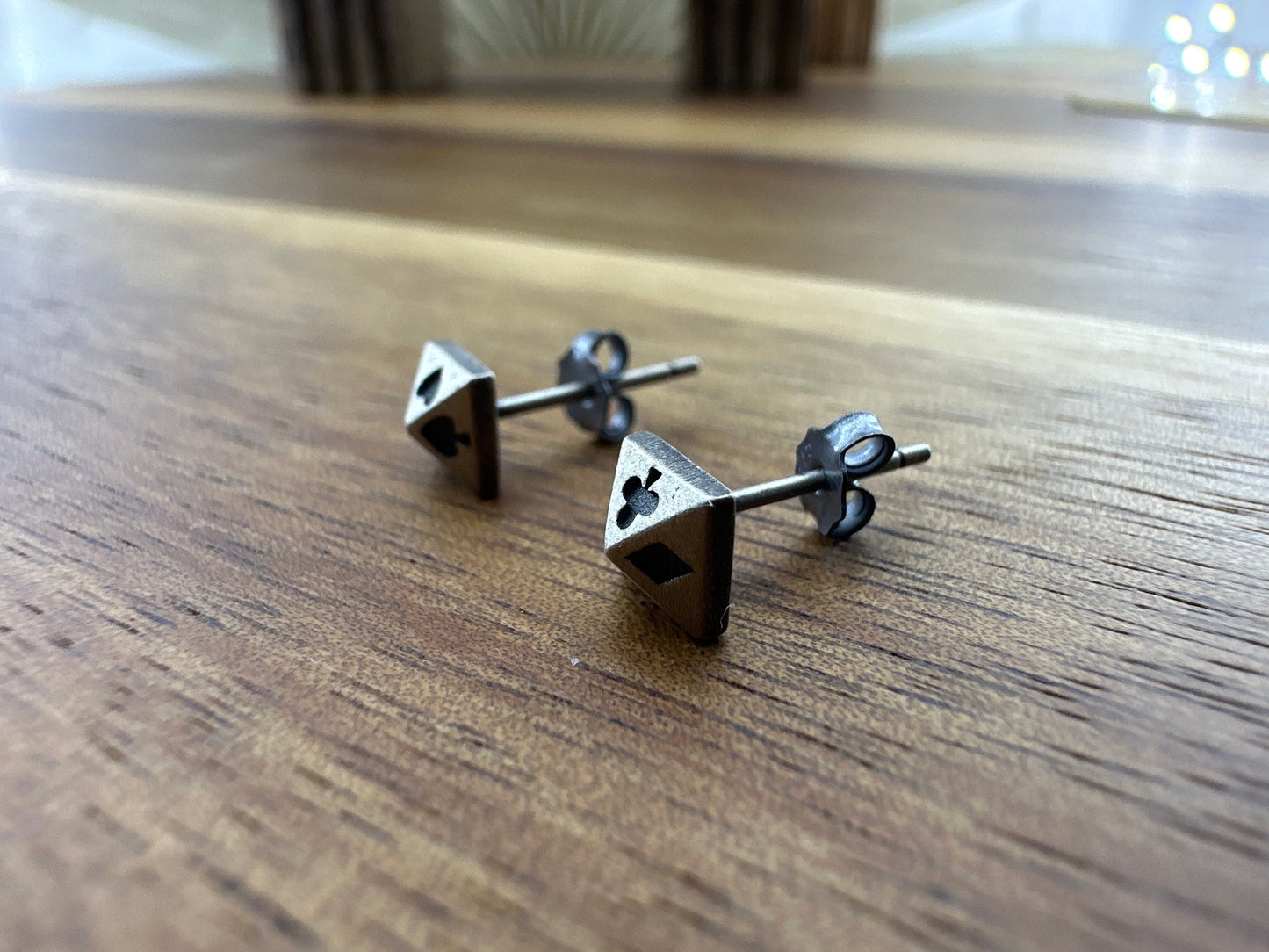 Mens Earrings - Silver Stud Earrings, Poker Card Silver Studs, Minimalist Earring, Sterling Silver, Mens Stud Earrings, Studs for Men, A495