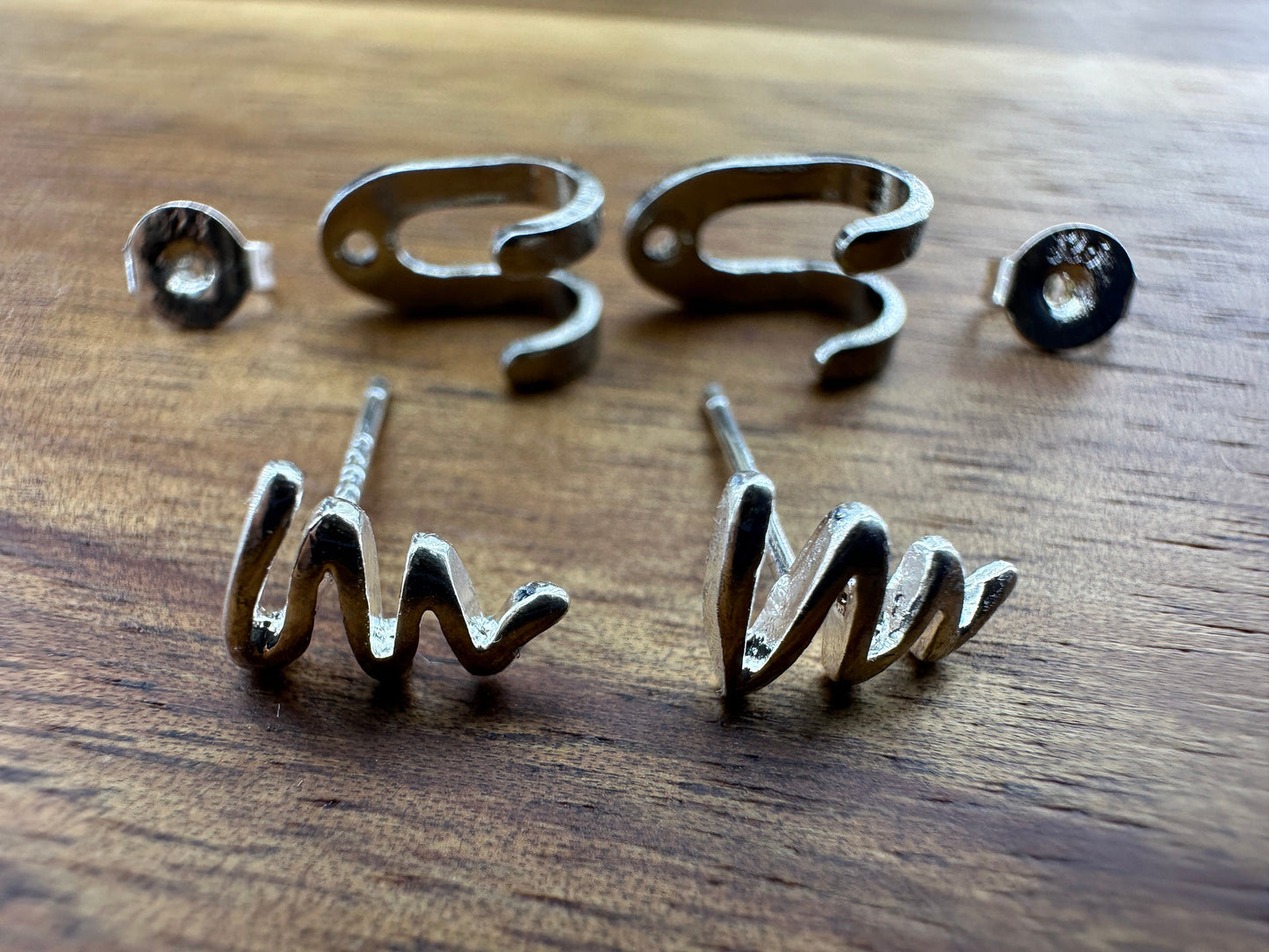 Mens Earrings - Silver Stud Earrings, Men, Minimalist Male Earring, Sterling Silver, Mens Stud Earrings, Cuff for Men, wave earrings, A499