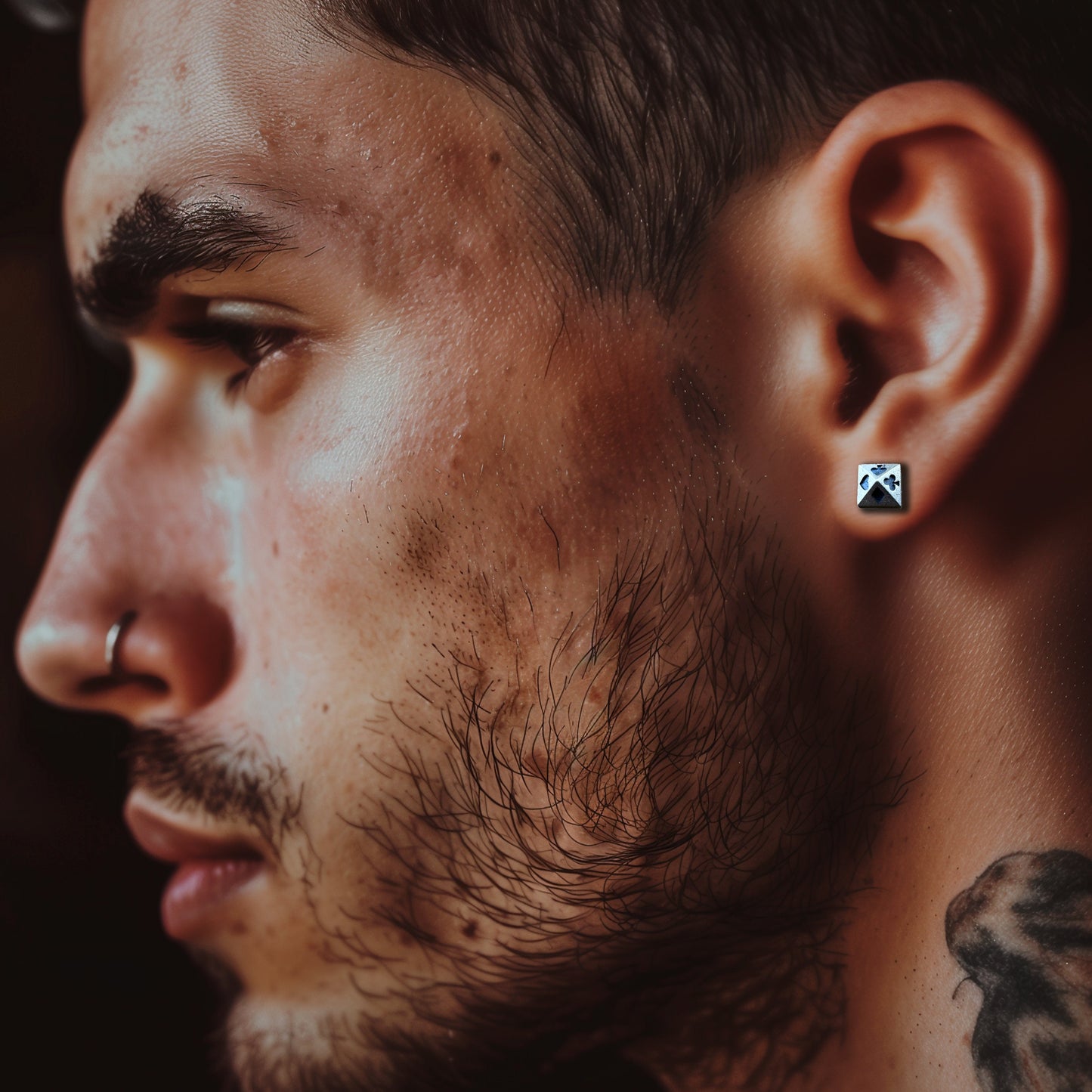 Mens Earrings - Silver Stud Earrings, Poker Card Silver Studs, Minimalist Earring, Sterling Silver, Mens Stud Earrings, Studs for Men, A495