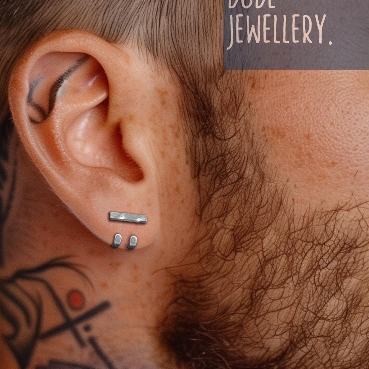 Mens Earrings - Silver Stud Earrings, Men, Gift for manly man, Male Earring, Edgy, Mens Stud Earrings, Studs for Men, everyday earring A500a