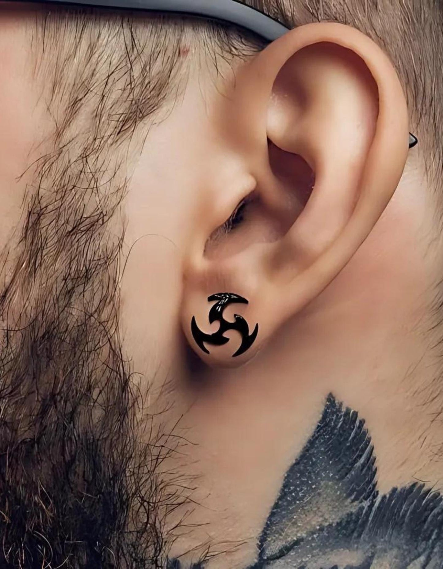 Mens Earrings - Black Earring, Men, Minimalist Male Earring, Silver, Mens Huggie Earrings, Earrings for Men, A022