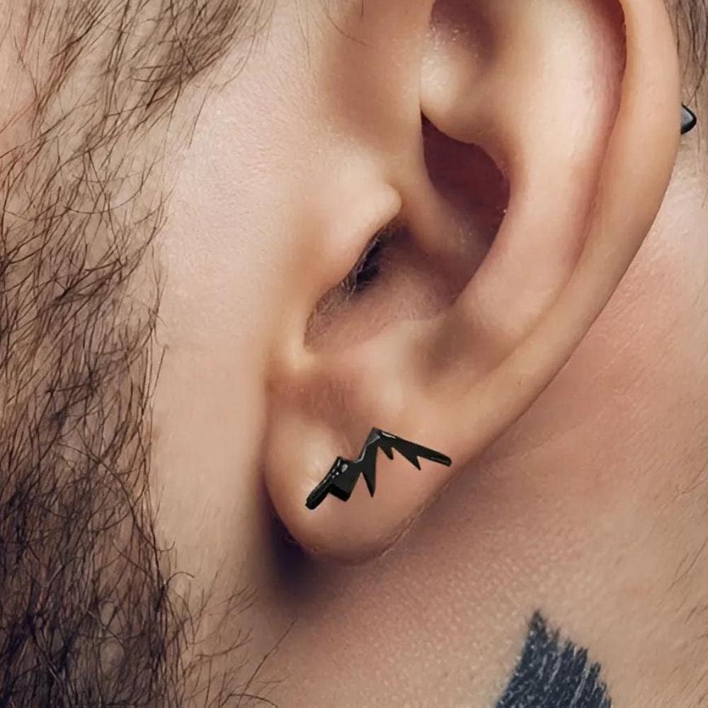 Earrings for men, Black Mountain Earrings - Mountain studs, black coloured studs, minimalistic earring, Edgy earrings, Nature lover, A345
