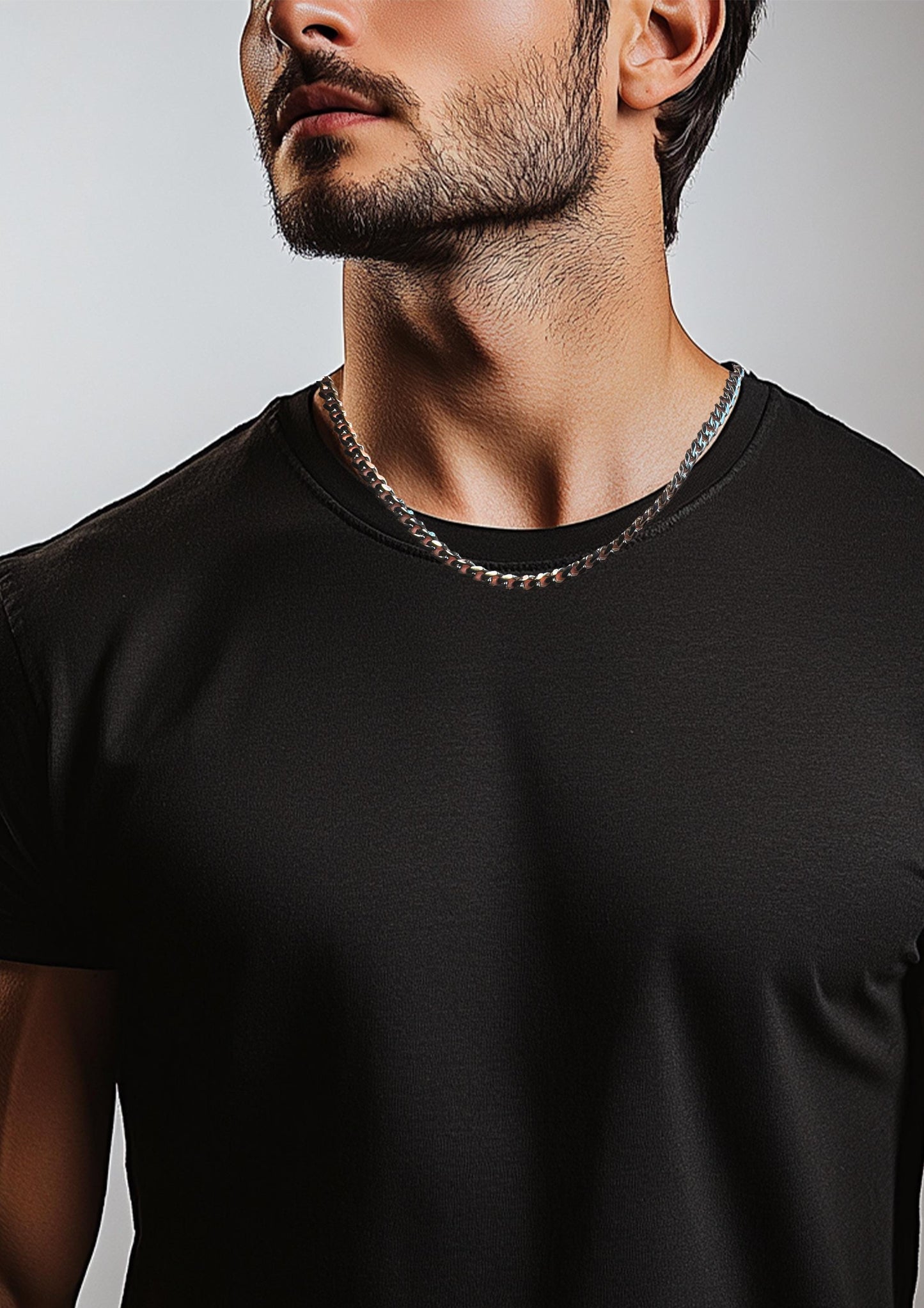 Silver Miami Cuban Chain - Chunky Silver Chain Necklace for Men - Mens Silver Chain Real Waterproof Chain Jewelry - Men's Necklace, B005