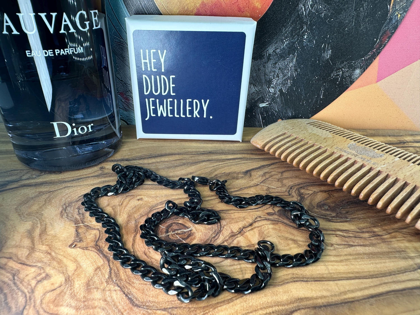 Miami Cuban Chain - Chunky Black Chain Necklace for Men - Mens Black Chain Real Waterproof Chain Jewelry - Men's Necklace, 50cm - B009