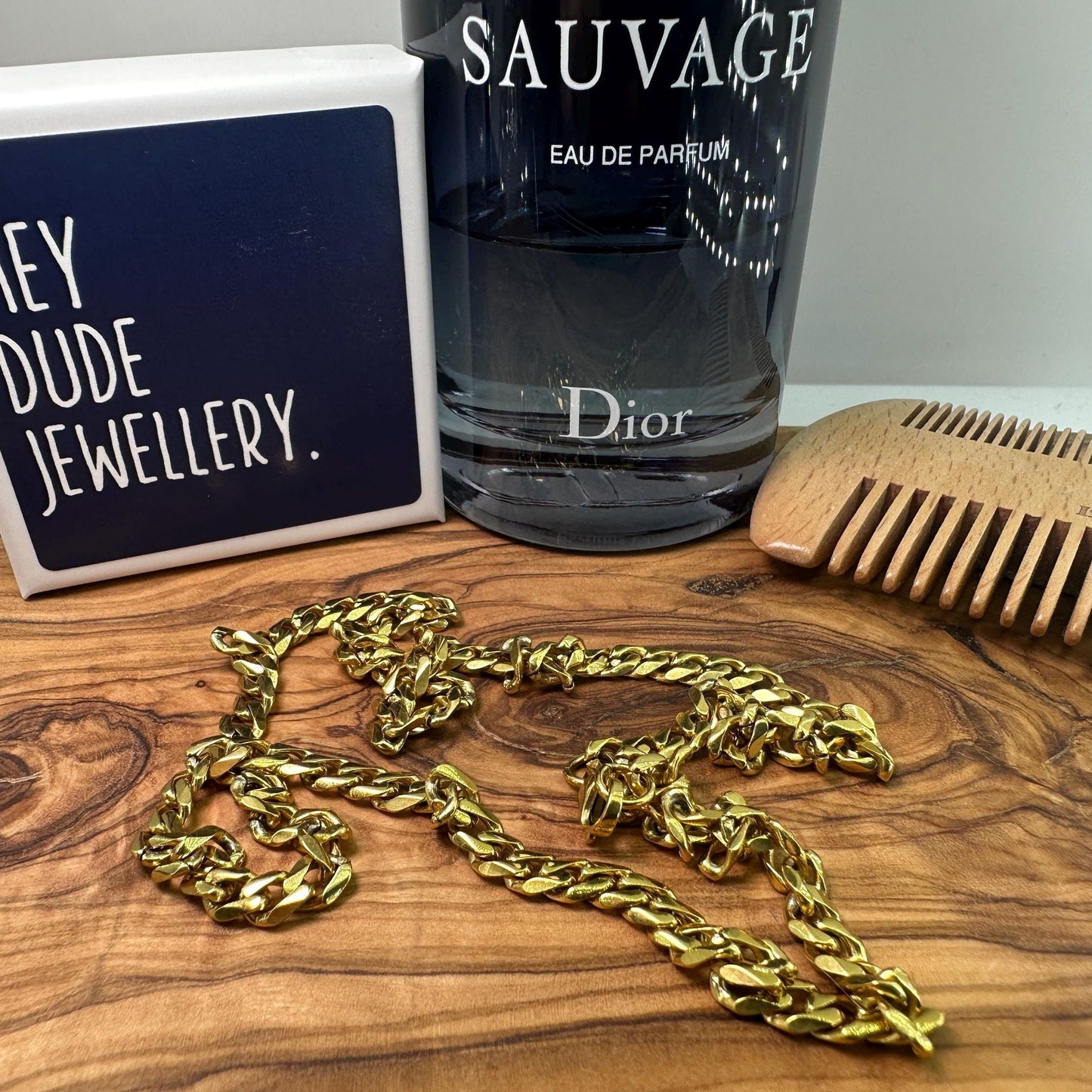 18k Miami Cuban Chain - Chunky Gold Chain Necklace for Men - Mens Gold Chain Real Gold Waterproof Chain - Men's Jewelry Gold Necklace, B007