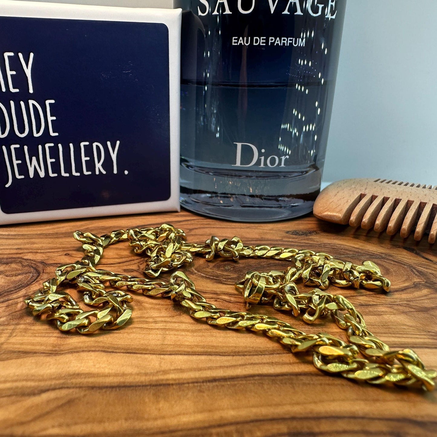 18k Miami Cuban Chain - Chunky Gold Chain Necklace for Men - Mens Gold Chain Real Gold Waterproof Chain - 60cm -Men's Jewelry Gold - B008