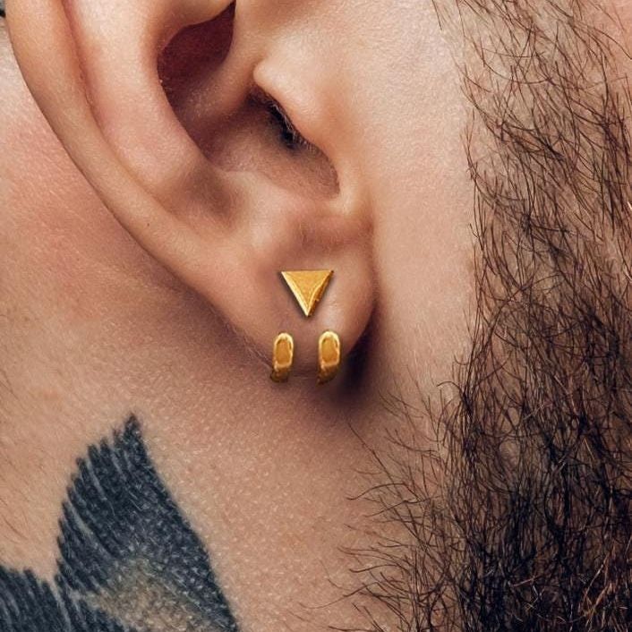 Mens Earrings - Gold Stud Earrings, Men, Minimalist Male Earring, Sterling Silver, Mens Stud Earrings, Studs for Men, stud earrings, A511