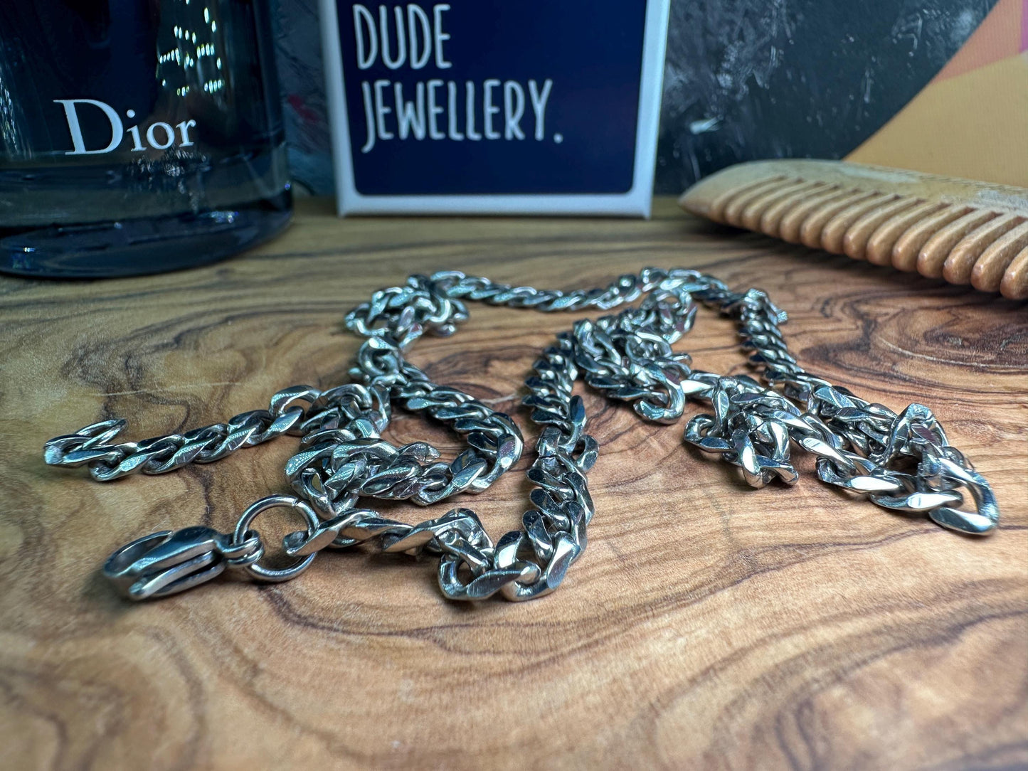 Silver Cuban Chain, Mens Silver Chain, 50cm, Mens Necklace, Mens Chain, Man Necklace Stainless Steel, Mens Silver Necklace, B005