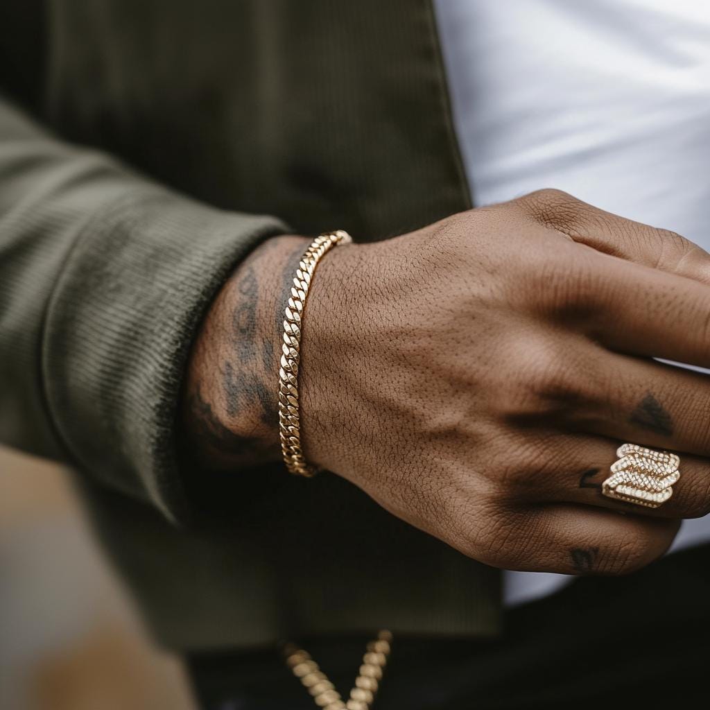 Gold Bracelet for Men - Stainless Gold Cuban Chain Bracelet - Mens Gold Bracelet Gold Waterproof Chain - Men's Jewelry Gold Necklace, B011