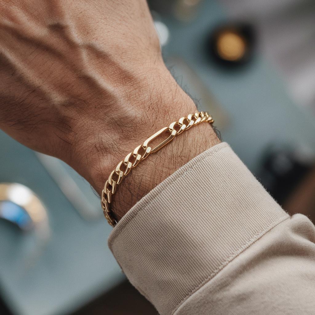 Gold Bracelet for Men - 18k Gold Chain Bracelet - Gift For - Mens Gold Chain Gold Waterproof Bracelet - Men's Jewelry Gold Bracelet, B012