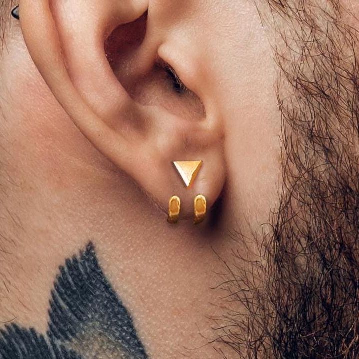 Mens Minimalist Earrings - Gold Stud Earrings, Men, Gift for manly man, Male Earring, Edgy, Mens Stud Earrings, Studs for Men, A511