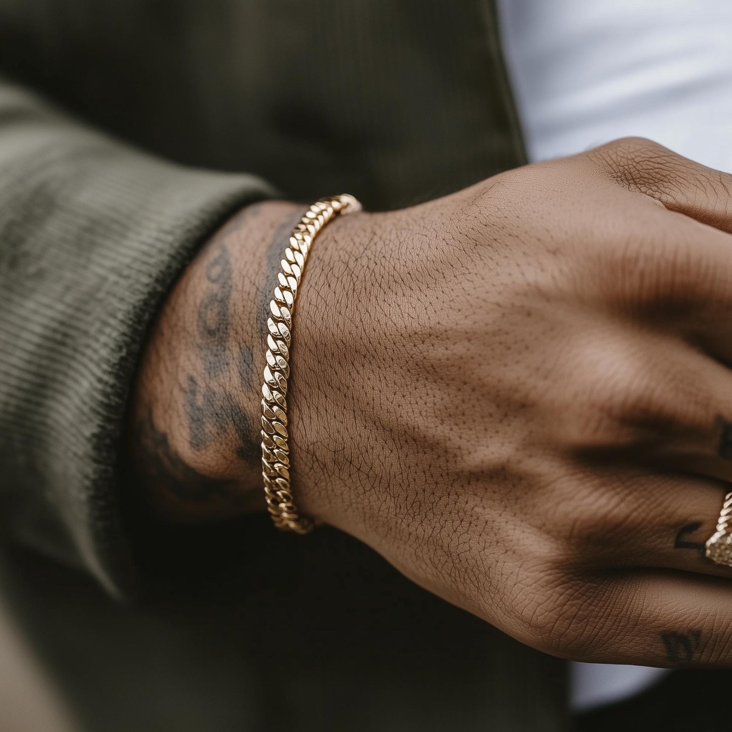 Gold Bracelet for Men - Stainless Gold Cuban Chain Bracelet - Mens Gold Bracelet Gold Waterproof Chain - Men's Jewelry Gold Necklace, B011