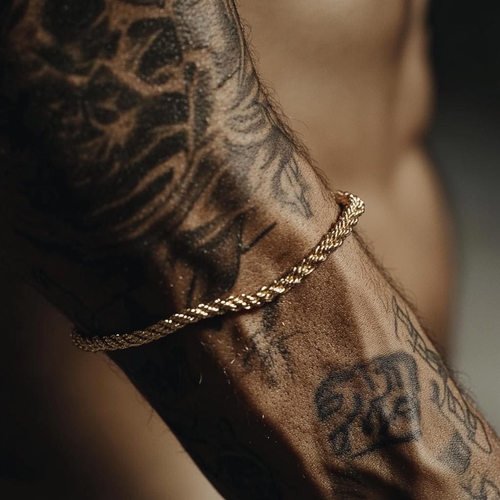 Gold Rope Bracelet for Men - Gold Rope Bracelet - Mens Gold Bracelet - Waterproof Chain - gifts for him - Men's Jewelry Gold Bracelet, B016