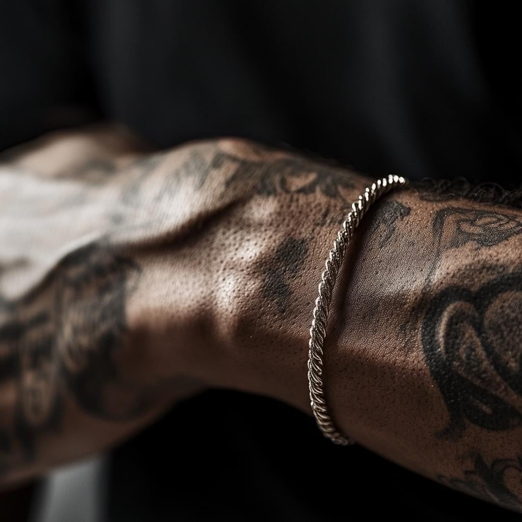 Silver Rope Bracelet for Men - Silver Stainless Bracelet - Mens Silver Rope Bracelet Waterproof Chain - Men's Jewelry Silver Bracelet, B015