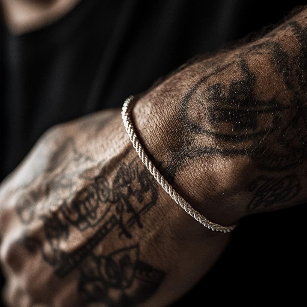 Silver Rope Bracelet for Men - Silver Stainless Bracelet - Mens Silver Rope Bracelet Waterproof Chain - Men's Jewelry Silver Bracelet, B015