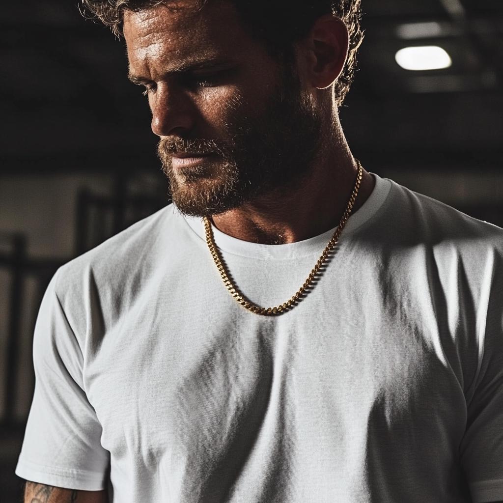 Gym Chain, chains men gym, workoutjewelry, Miami Cuban Chain - gym rats gifts, Necklace for Men - gym rat necklace, Waterproof Chain, B008