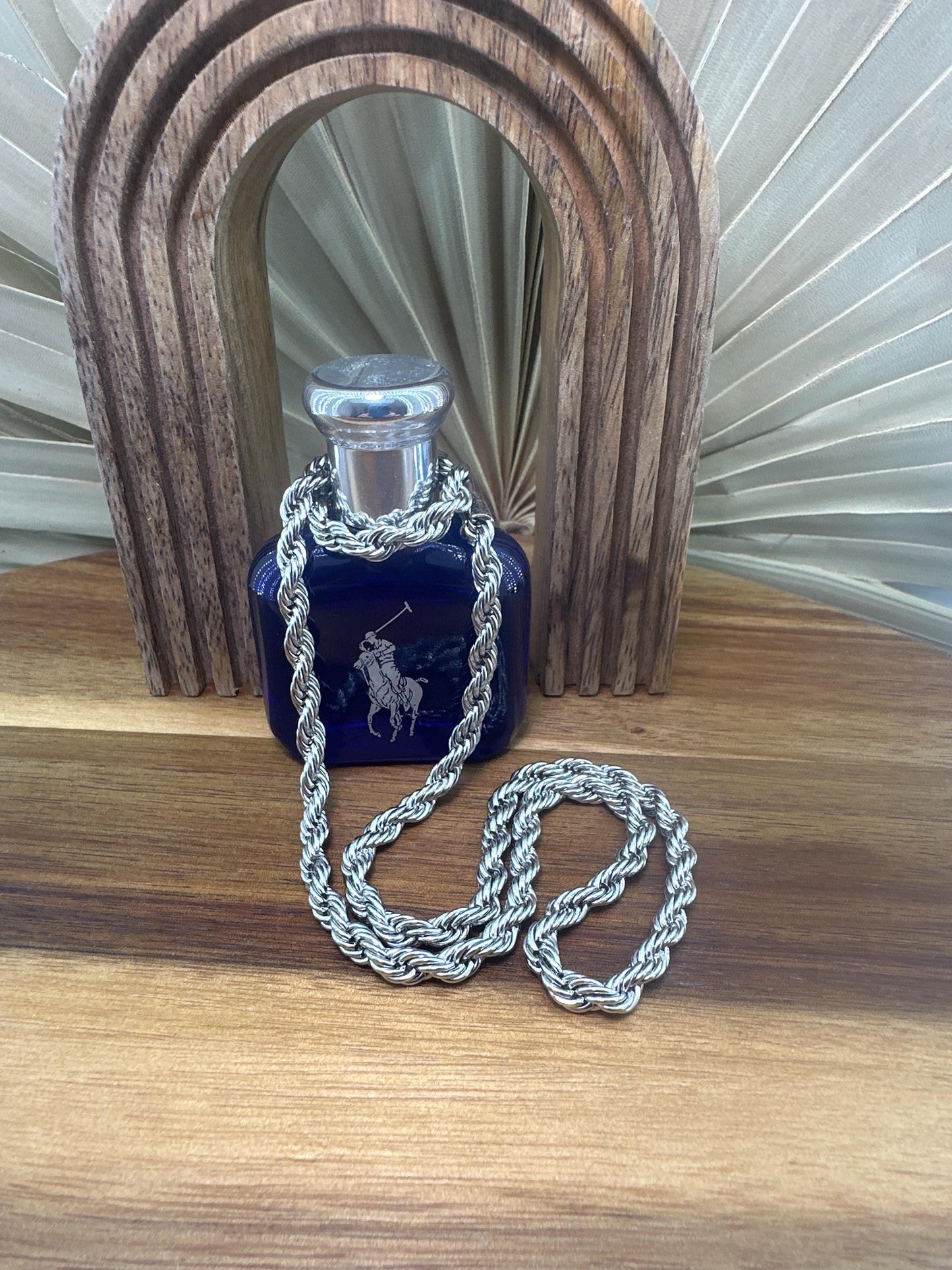 Silver Rope Necklace for Men - Silver Stainless chain - 50cm - Mens Silver Rope chain Waterproof Chain - Men's Jewelry Silver Bracelet B002