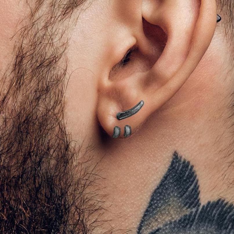 Mens Earrings - Grey Silver Stud Earrings, Men, Minimalist, Grey Silver Earring, Silver, Mens Stud Earrings, Studs for Men, tick, A229