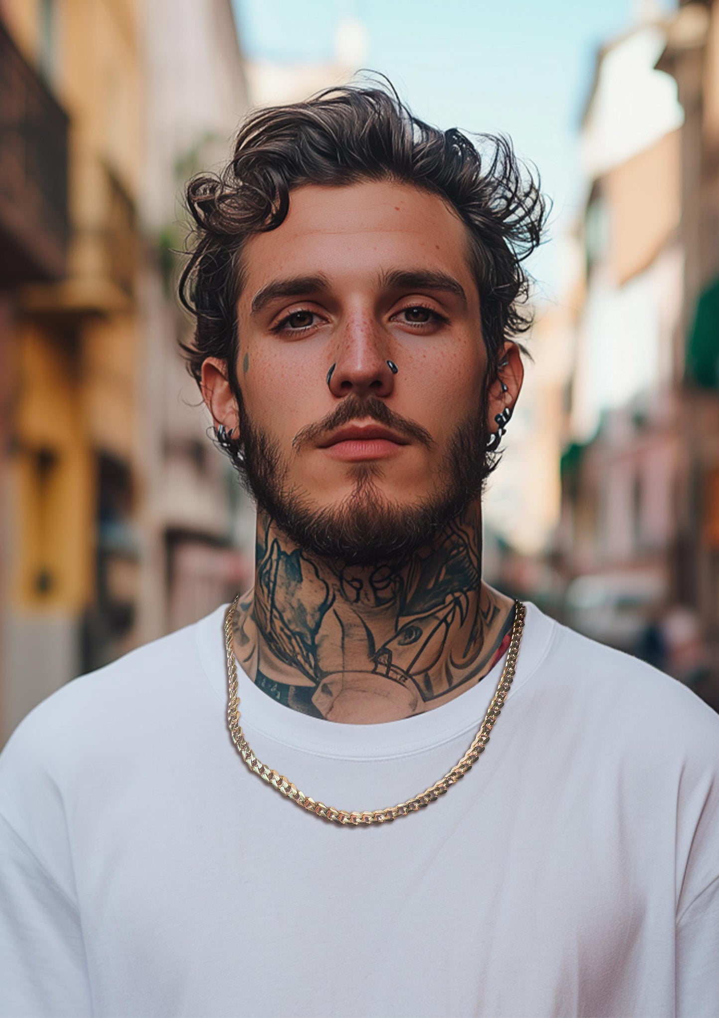 Gold Chain Necklace for Men - 18k Miami Cuban Chain - Stainless Steel - 60cm - Mens Gold Chain Gold Waterproof Chain - Men's Jewelry, B008